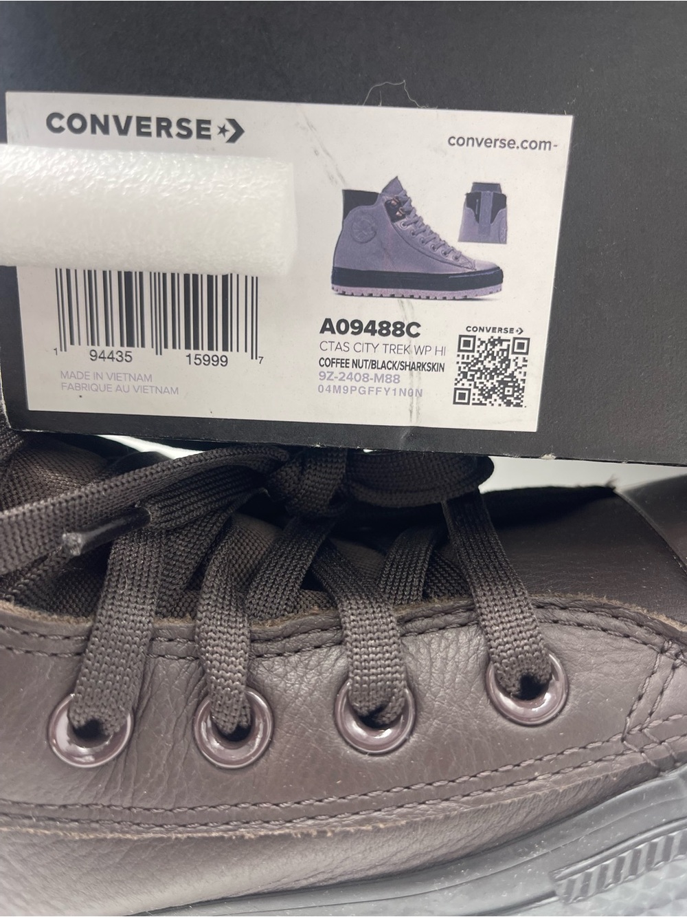 Converse WMNS CTAS CITY TREK WP HI COFFEE NUT/BLACK/SHARKSKIN Boots Cold Weather - Picture 13 of 15